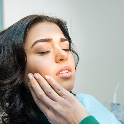 Catonsville patient lifting lip to show gum disease