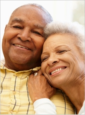 Senior woman resting head on shoulder of senior man