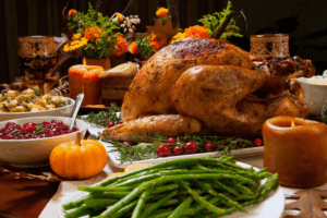 an assortment of Thanksgiving foods